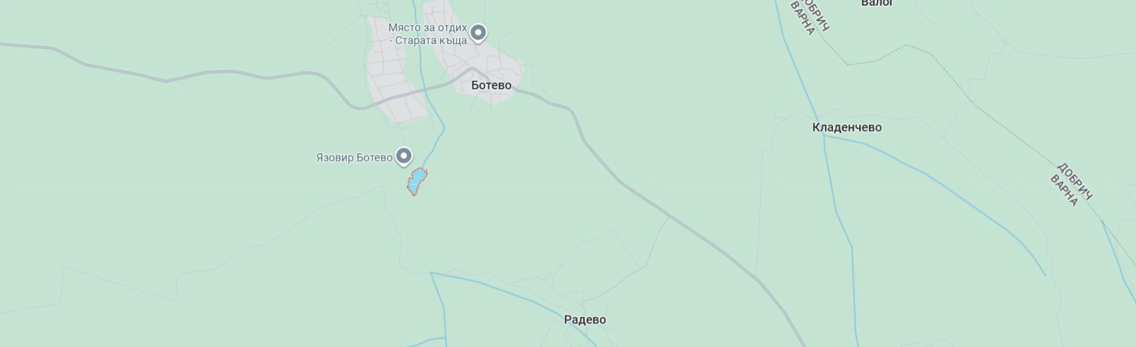 Карта на околността с отбелязан язовир Ботево